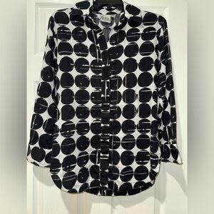 Finley poplin Polka Dot long sleeve tunic blouse Size XS  GUC